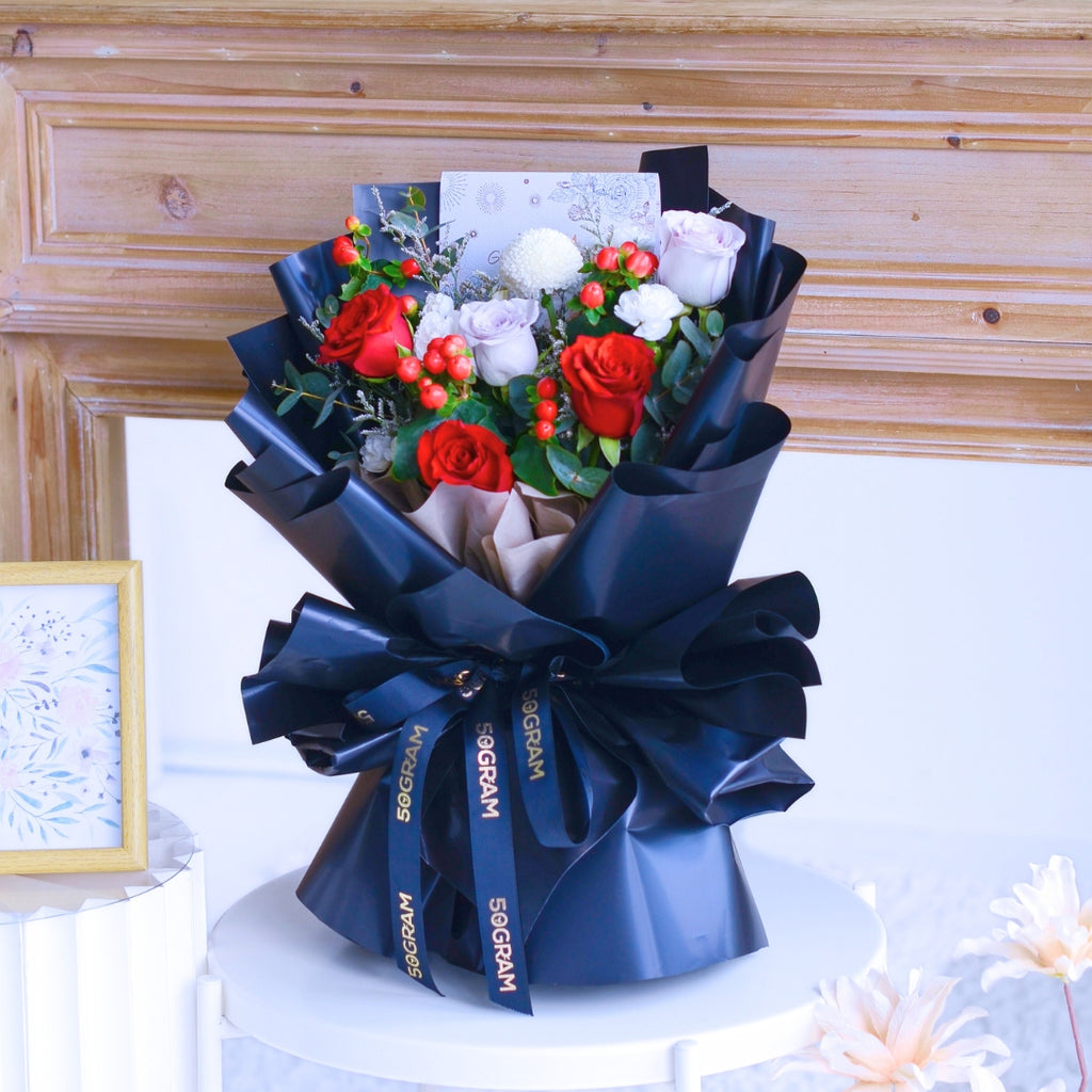 Moonlit Love Red Roses Hand Bouquet image 9