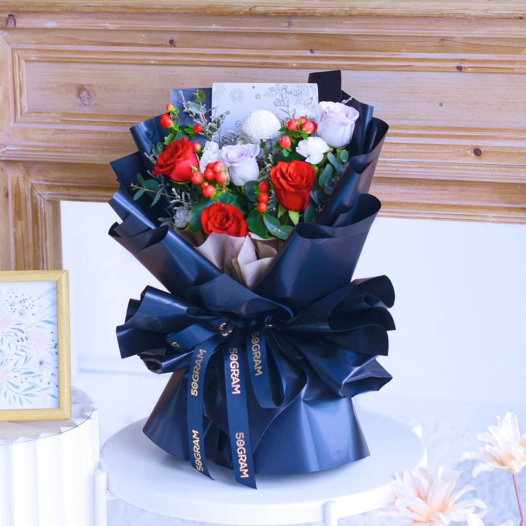 Moonlit Love Red Roses Hand Bouquet image 9