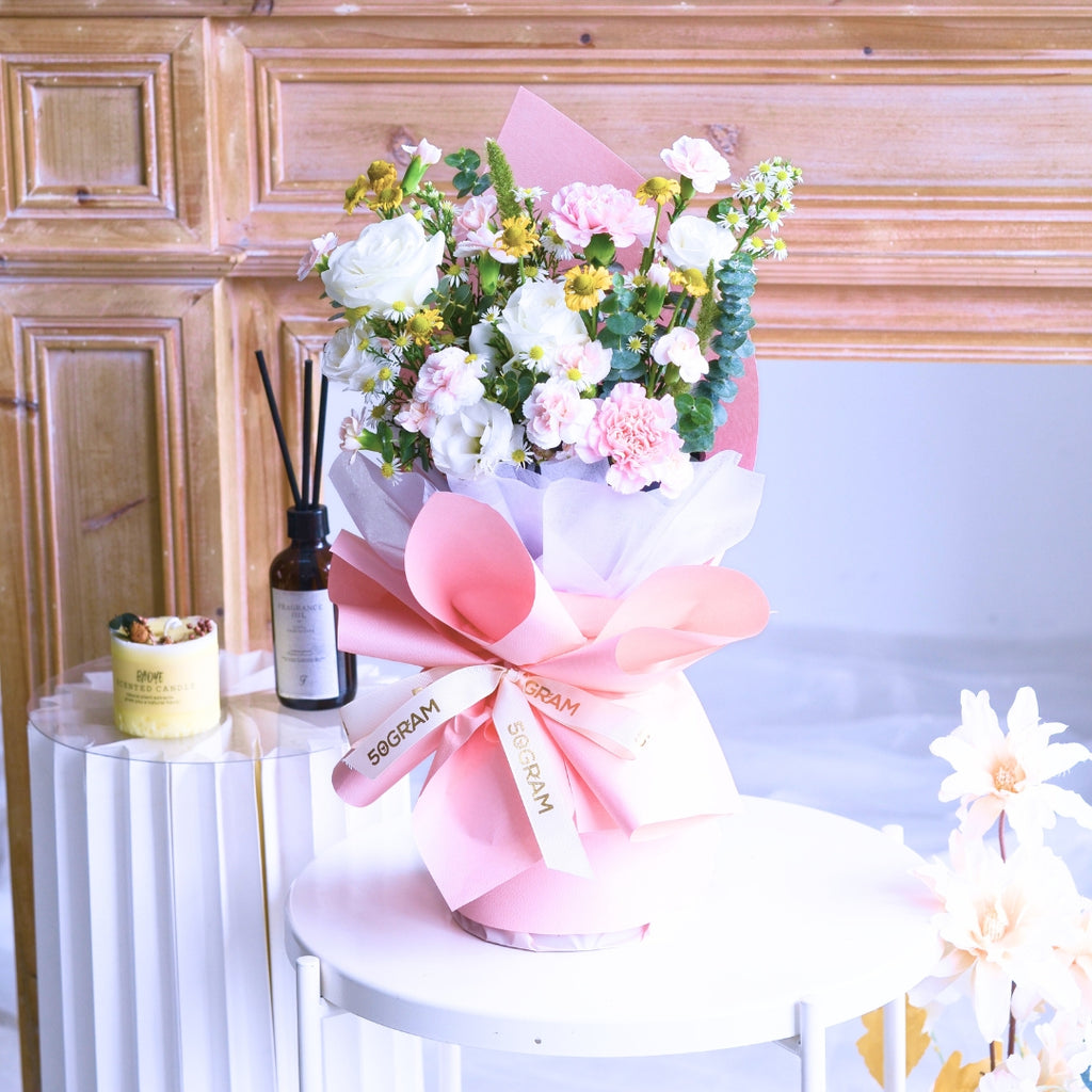 Spring Gleam White Roses Hand Bouquet image 3