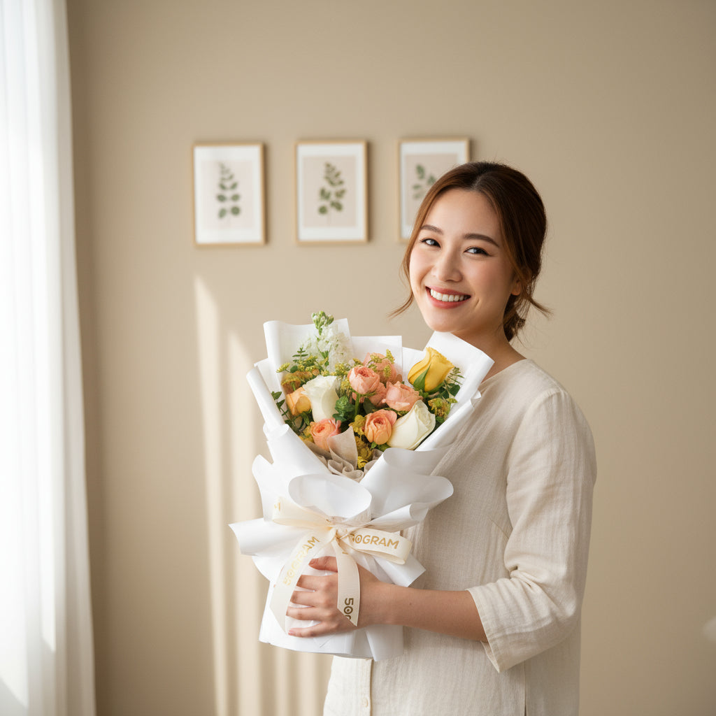 Bright Hue Yellow Roses Hand Bouquet image 2