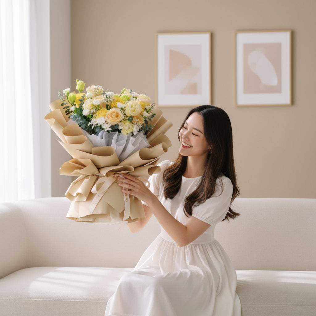 Yellow Serenade Yellow Rose Hand Bouquet image 1