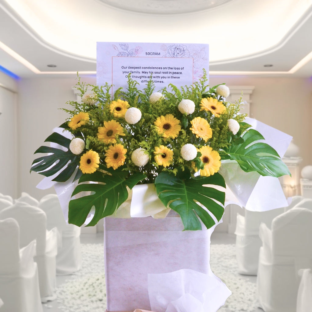 Golden Serenade | Condolences Flower Stand image 4