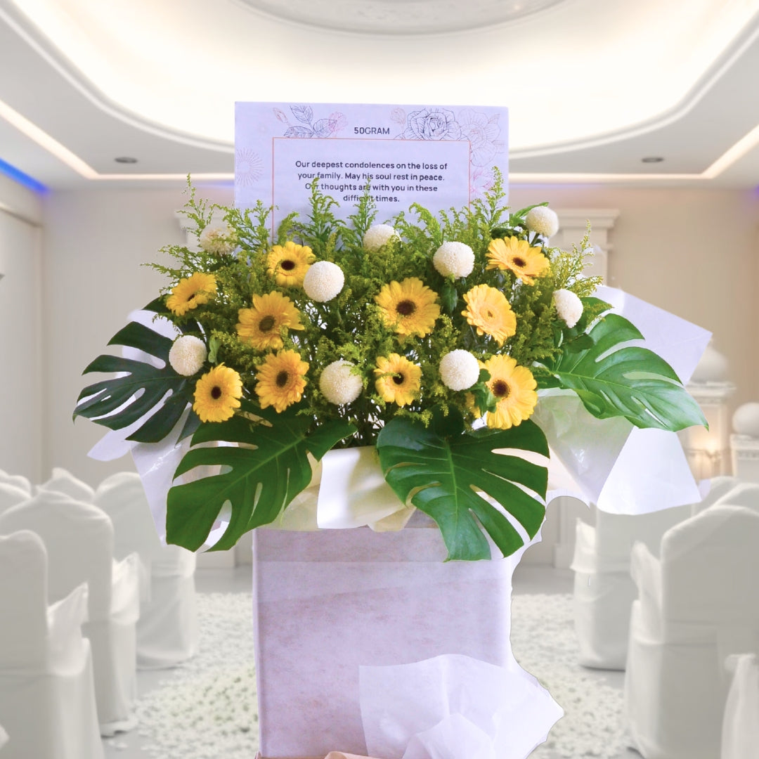 Golden Serenade | Condolences Flower Stand image 4
