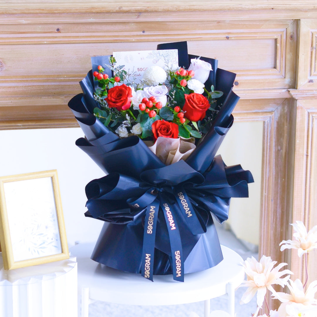 Moonlit Love Red Roses Hand Bouquet image 8
