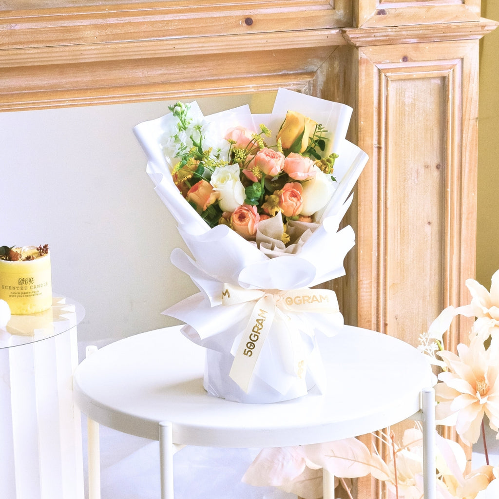 Bright Hue Yellow Roses Hand Bouquet image 9