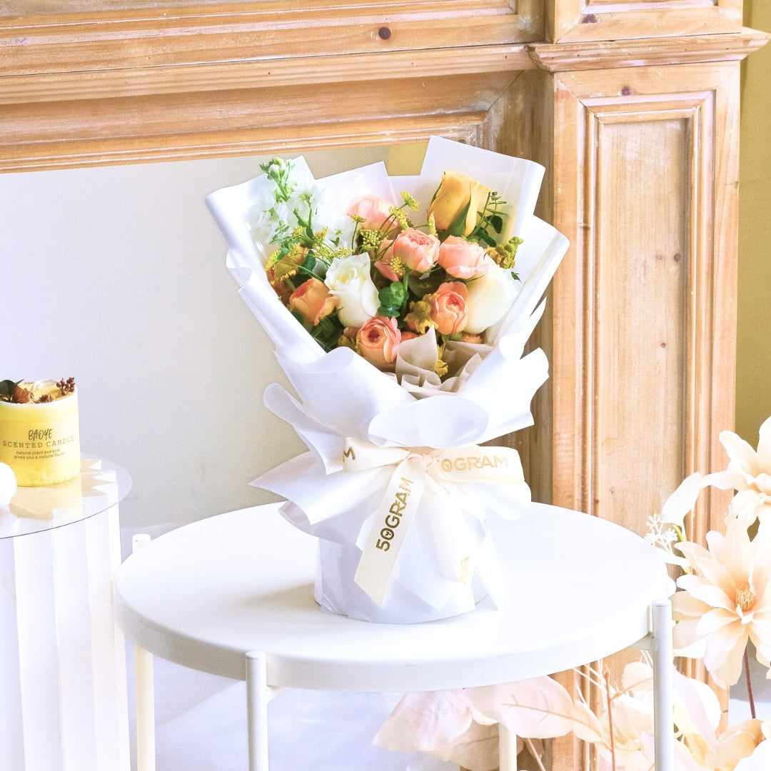 Bright Hue Yellow Roses Hand Bouquet image 9