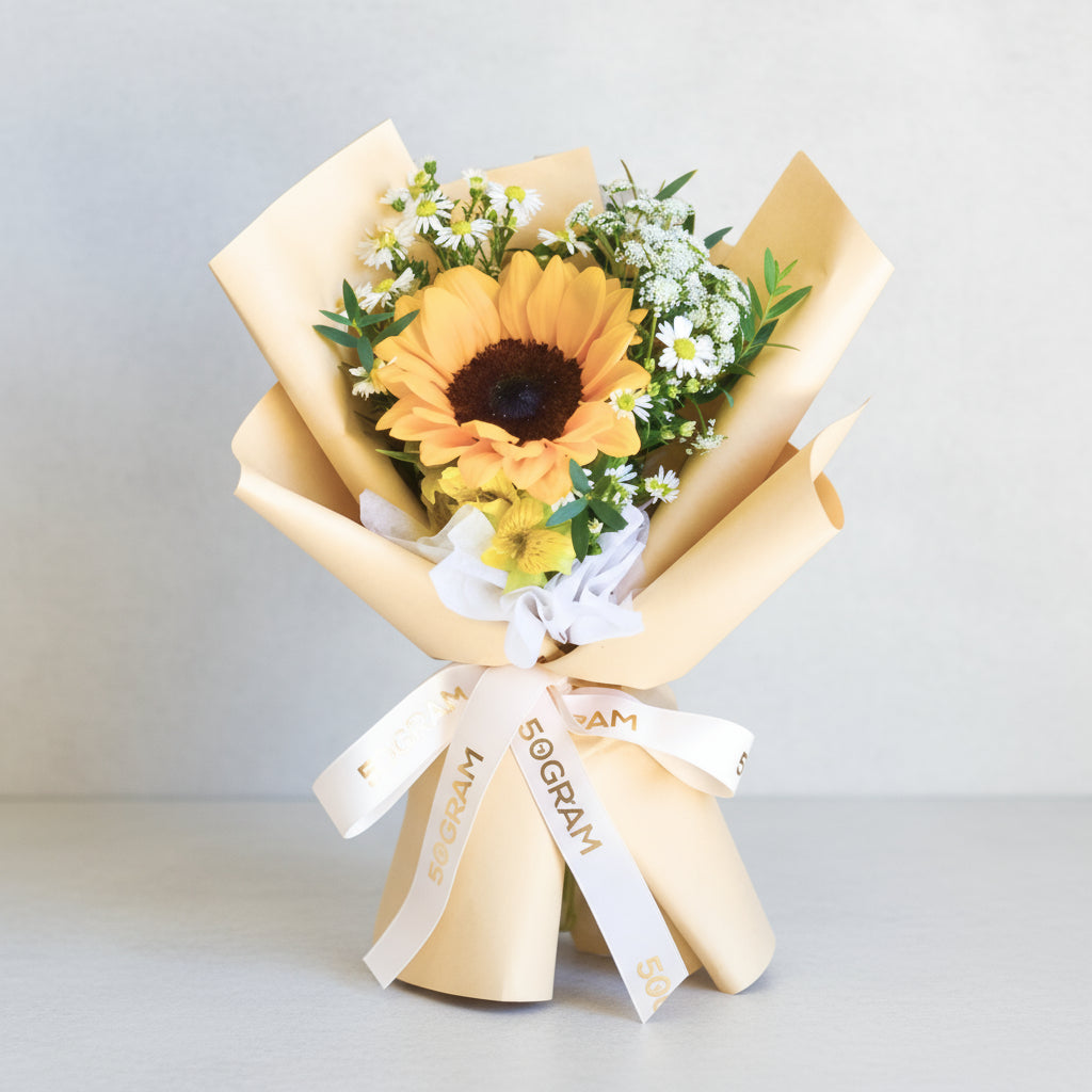 Cream Blush Sunflower Hand Bouquet image 0