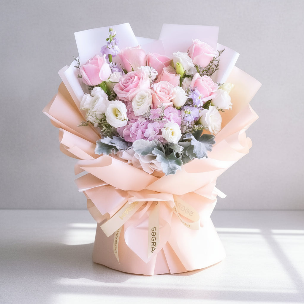 Blush Kiss Pink Hydrangea Hand Bouquet image 0