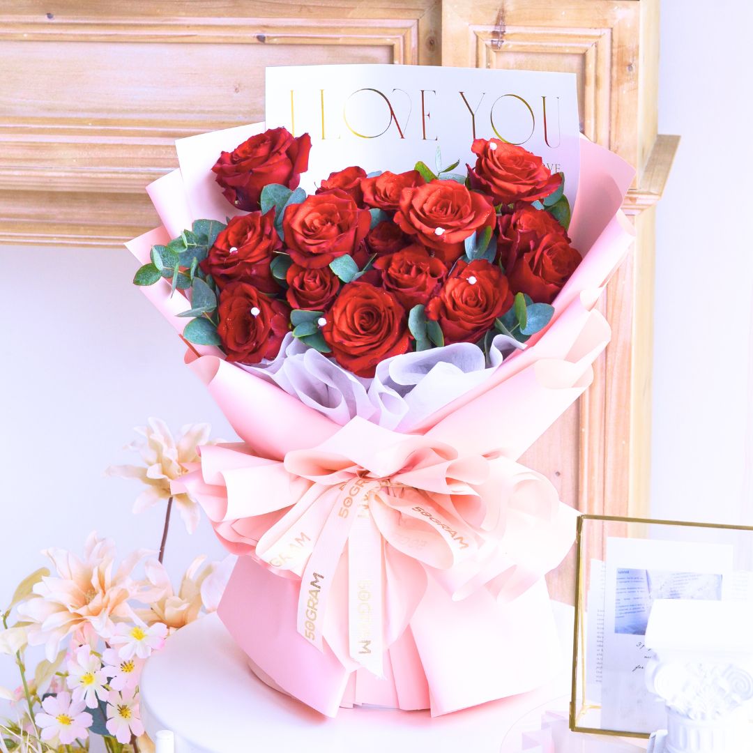 Crimson Whispers Red Roses Hand Bouquet image 7