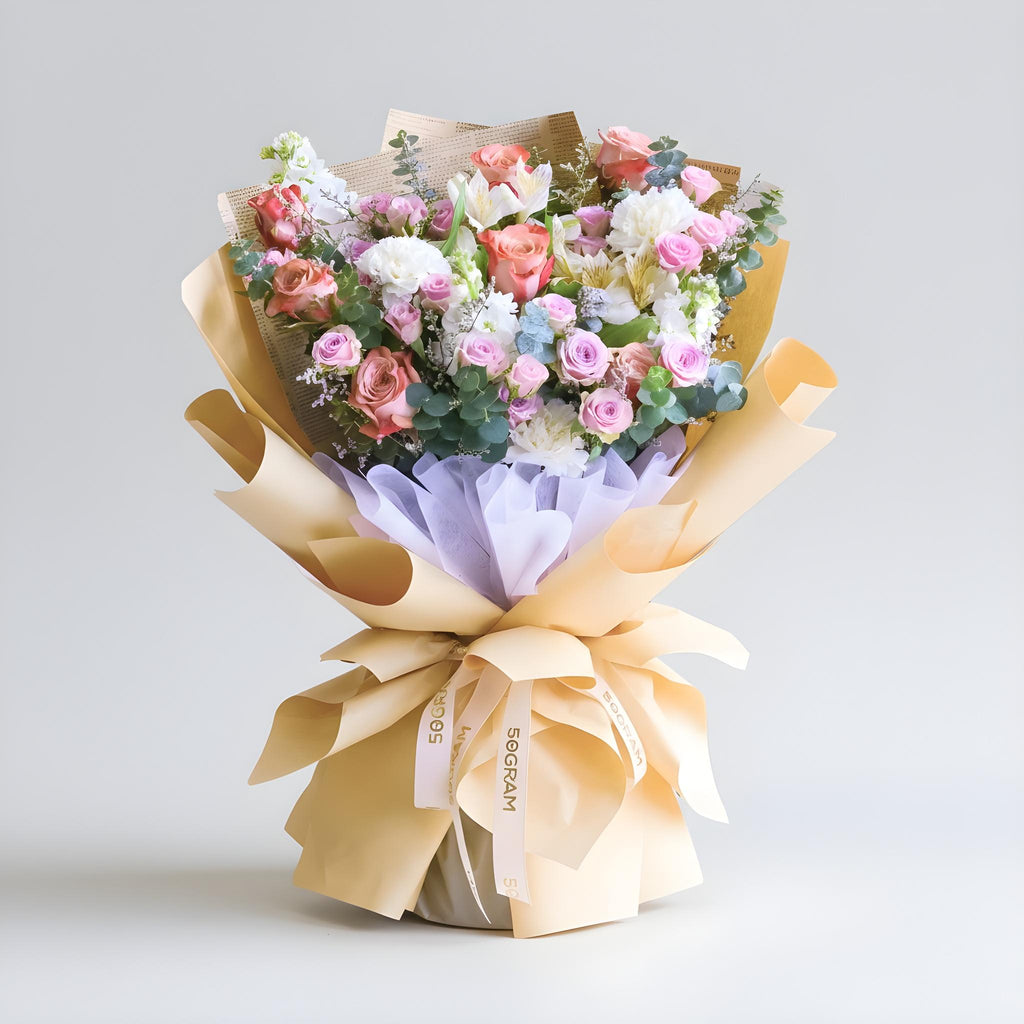 Burlap Kiss Cappuccinno Rose Hand Bouquet image 0