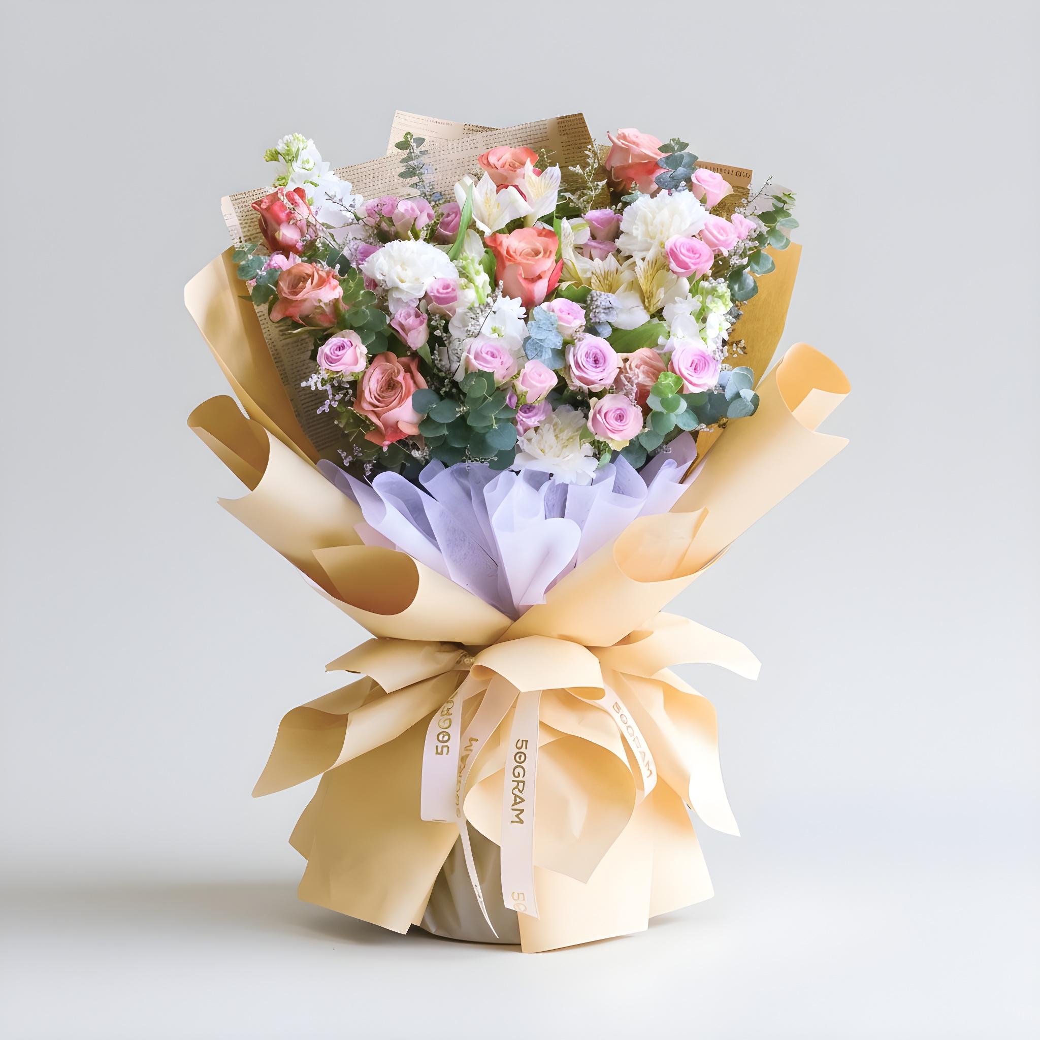 Burlap Kiss Cappuccinno Rose Hand Bouquet image 0