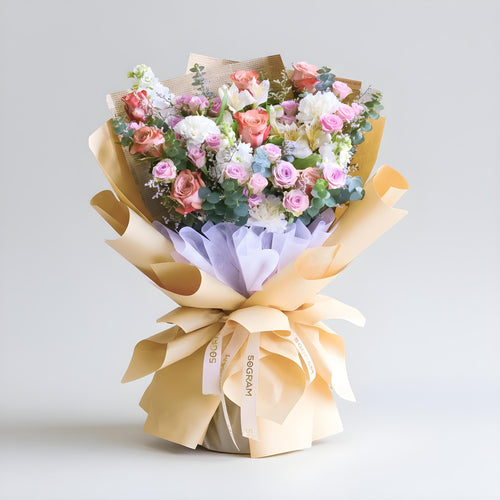 Burlap Kiss Cappuccinno Rose Hand Bouquet image 0