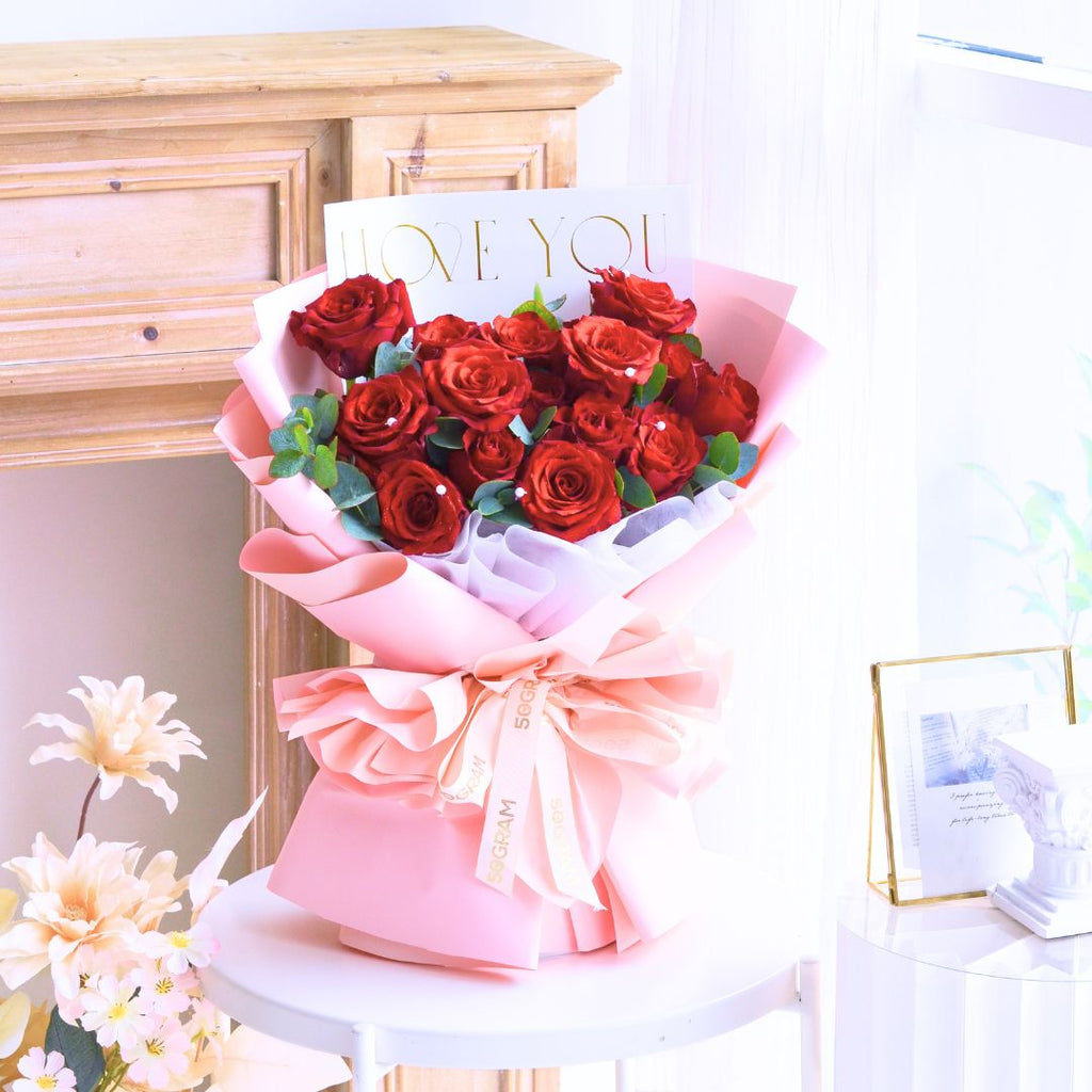 Crimson Whispers Red Roses Hand Bouquet image 8