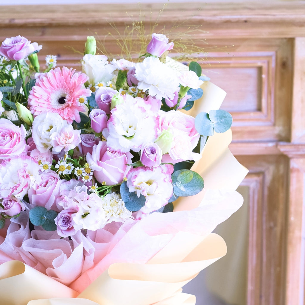 Velvet Nude Pink Roses Hand Bouquet image 15