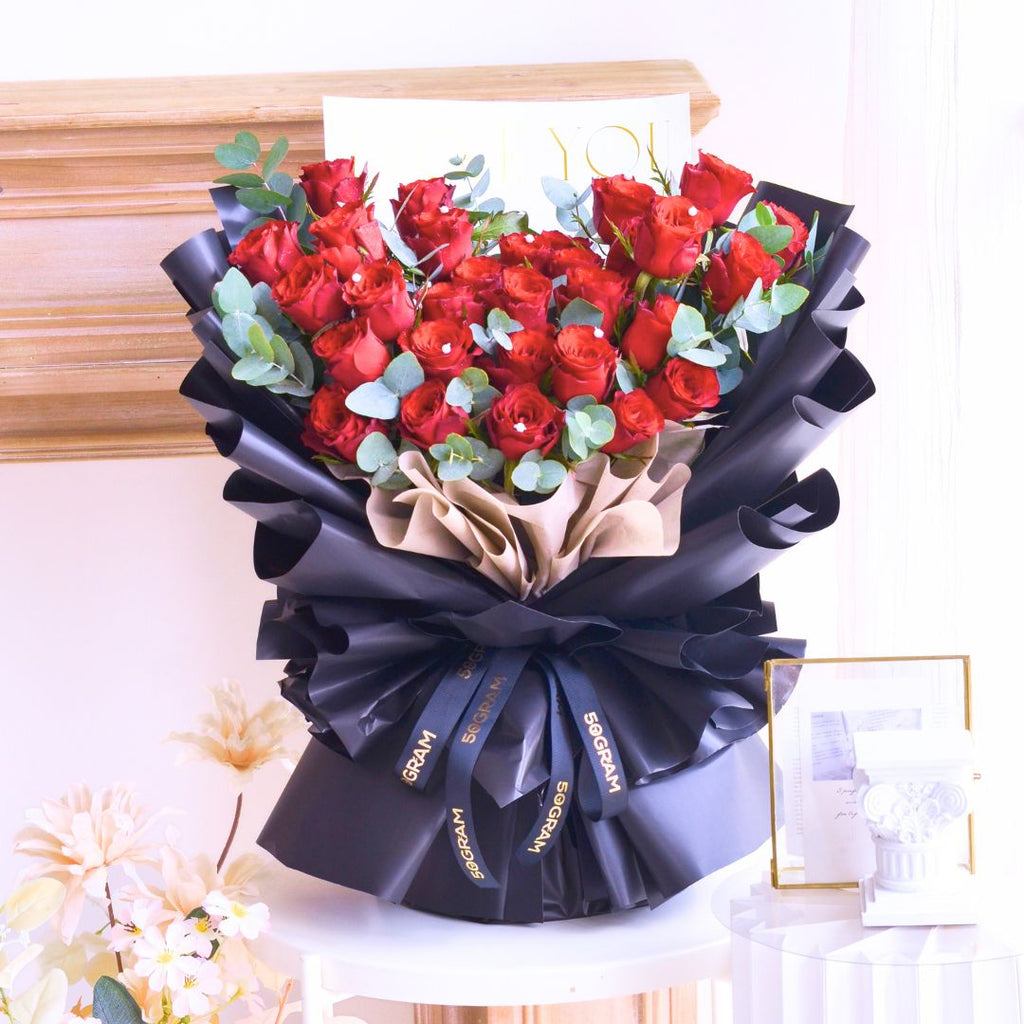 Ebony Love Red Roses Hand Bouquet image 3