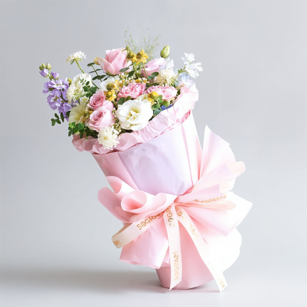 Ivory Tatiana Pink Roses Russian Style Bouquet image 0