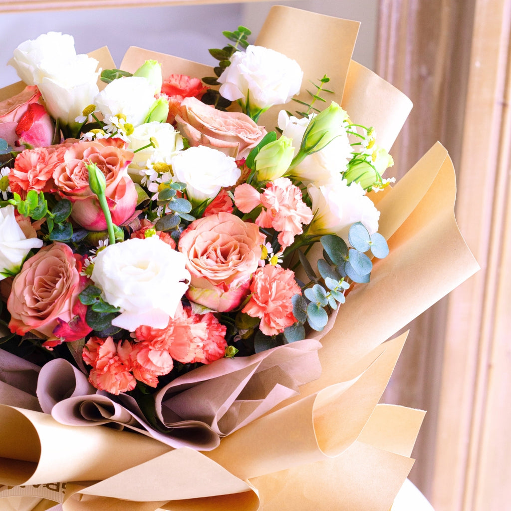 Sunrise Charm Cappuccino Rose Hand Bouquet image 12