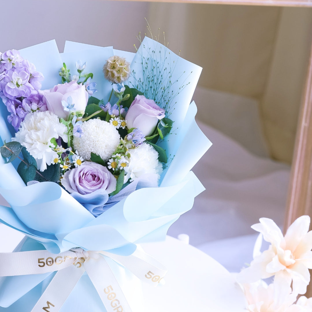 Soft Wisteria Raindance Roses Hand Bouquet image 8
