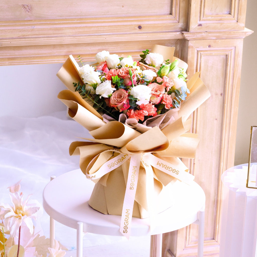 Sunrise Charm Cappuccino Rose Hand Bouquet image 13