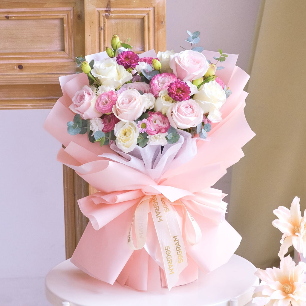 Rosy Embrace Pink Rose Hand Bouquet image 3