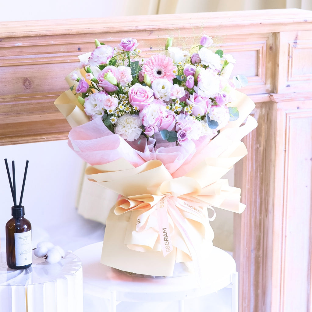 Velvet Nude Pink Roses Hand Bouquet image 14