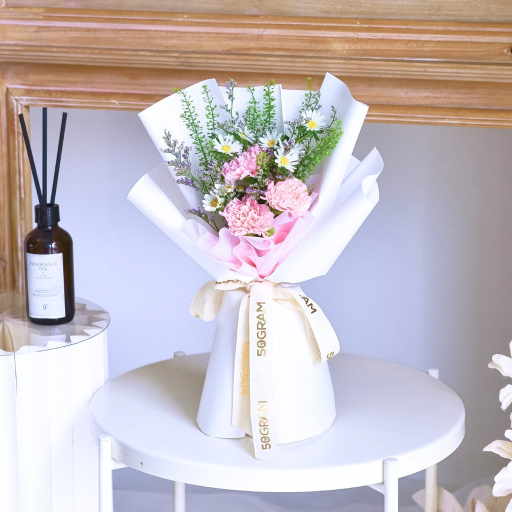 Dainty Glow Pink Carnation Hand Bouquet image 4