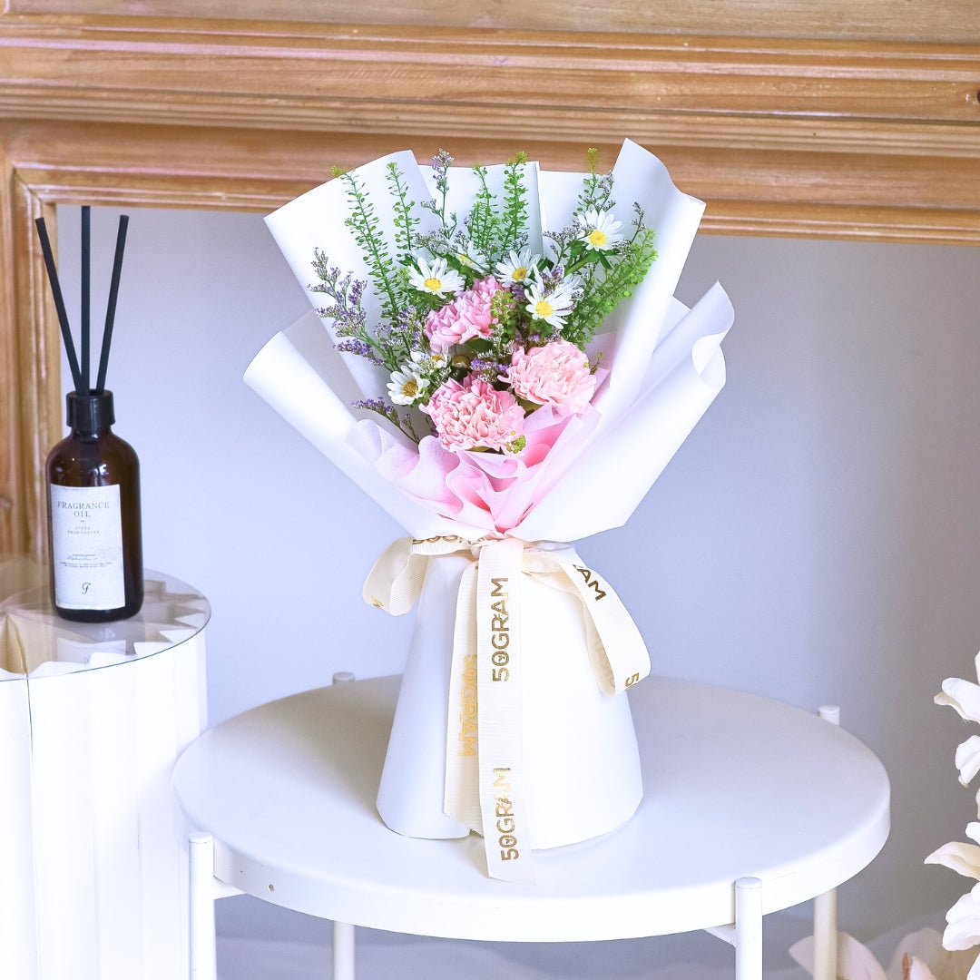 Dainty Glow Pink Carnation Hand Bouquet image 4