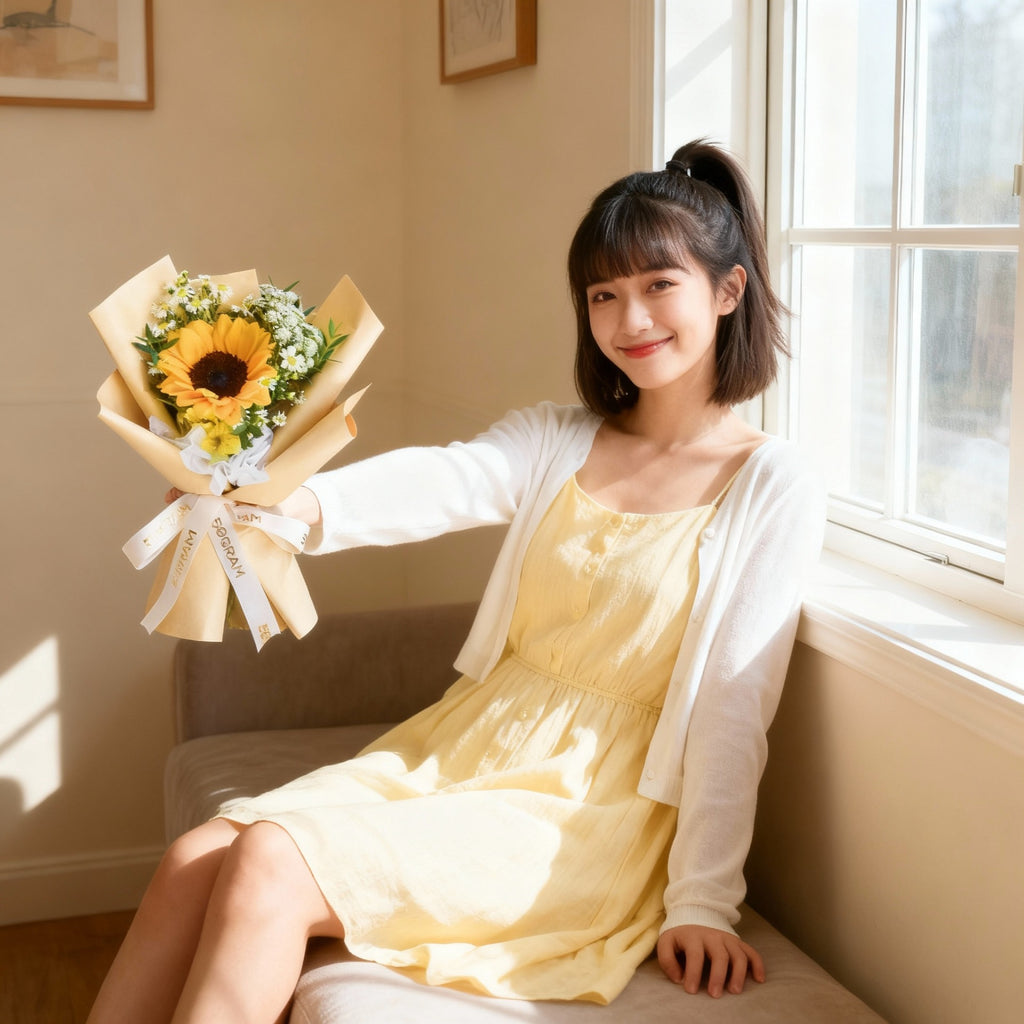 Cream Blush Sunflower Hand Bouquet image 1