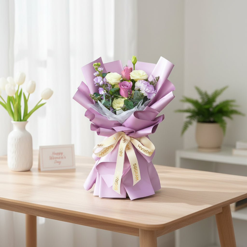 Purple Reign Women's Day Mini Hand Bouquet image 2