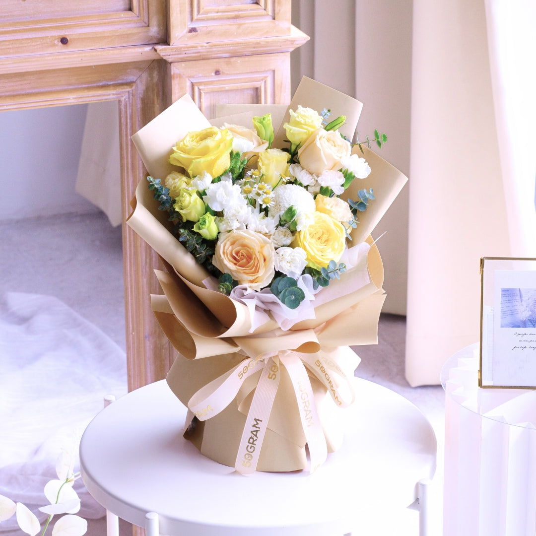 Yellow Serenade Yellow Rose Hand Bouquet image 5