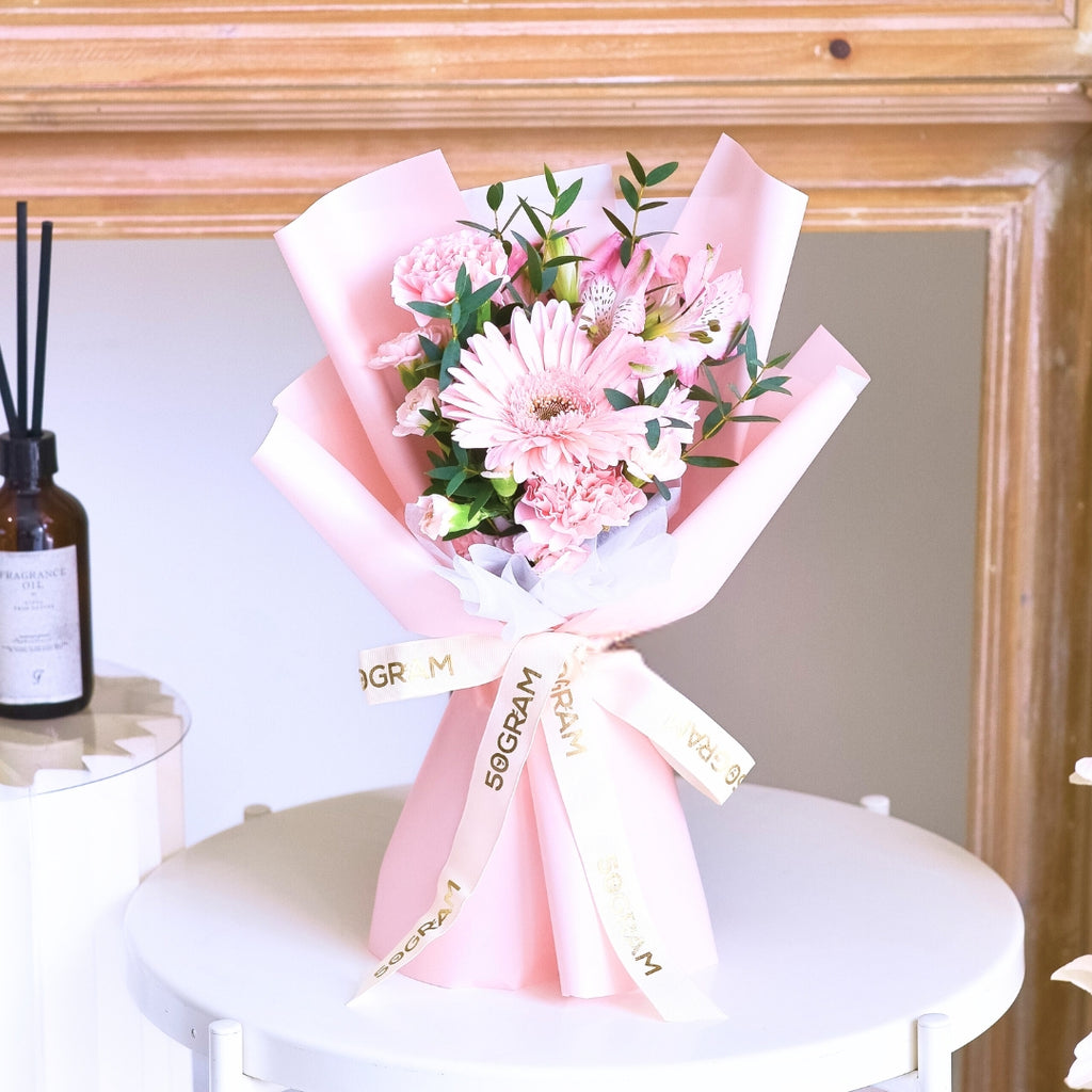 Pinkie Pop Pink Daisy Carnation Hand Bouquet image 3