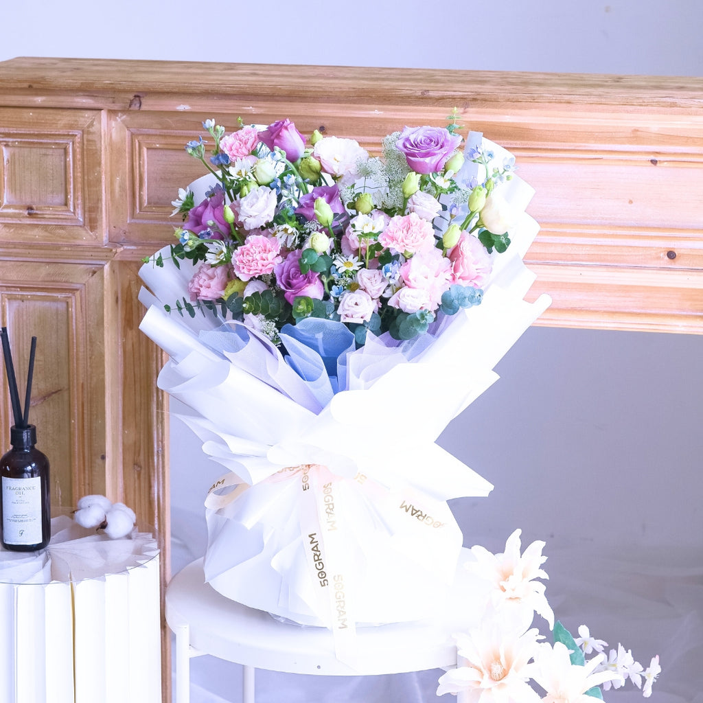 Fairy Floss Purple Roses Hand Bouquet image 15