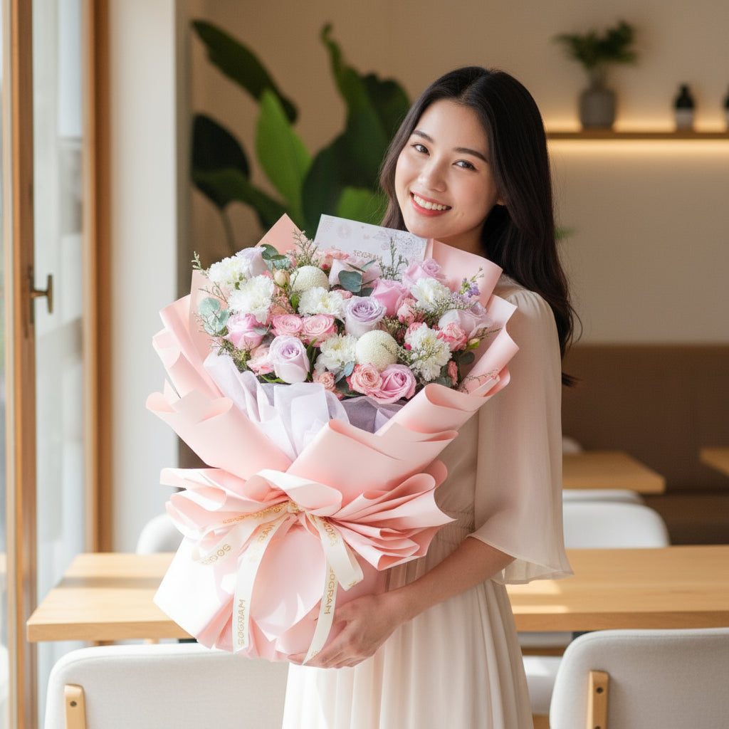 Starry Love Pink Roses Hand Bouquet image 1
