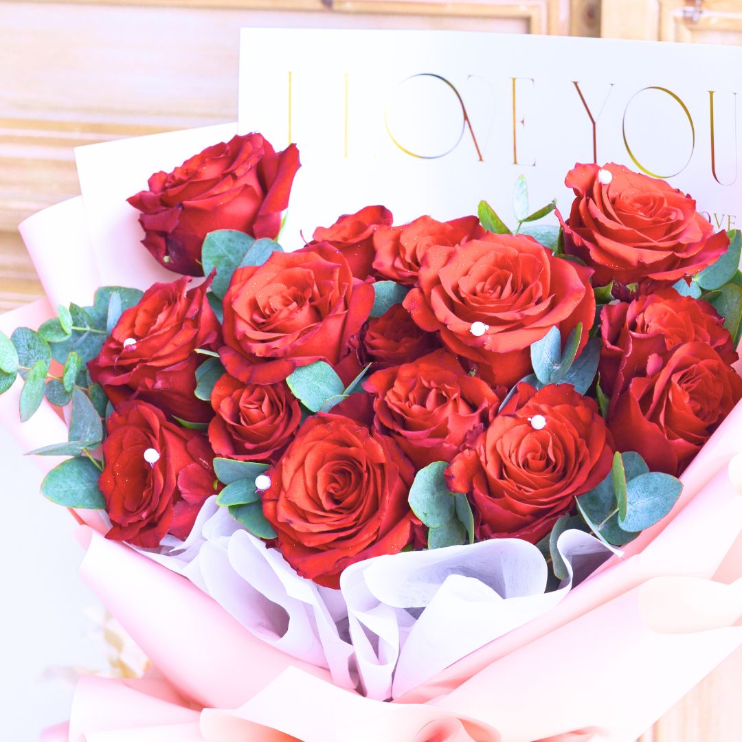 Crimson Whispers Red Roses Hand Bouquet image 9