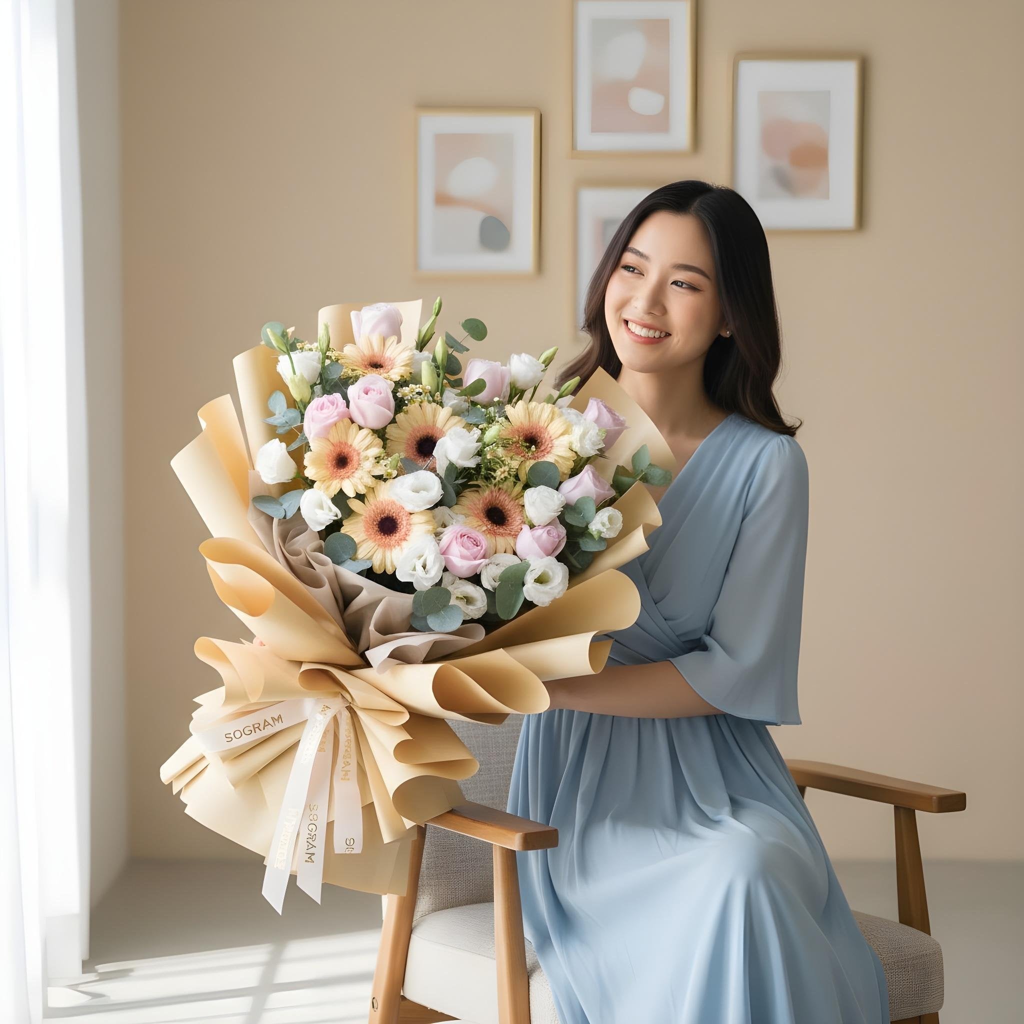 My Everything Champagne Daisy Hand Bouquet image 1