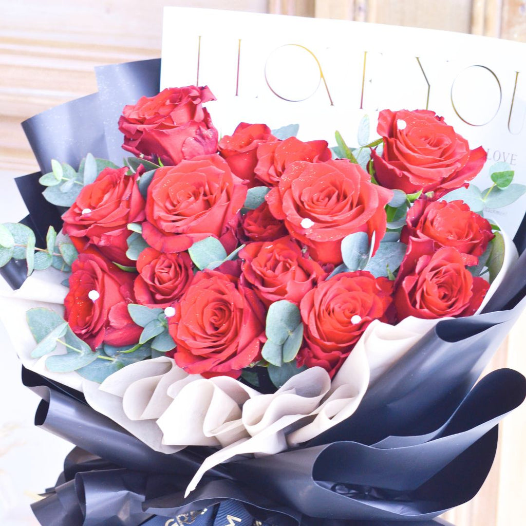 Ebony Love Red Roses Hand Bouquet image 10