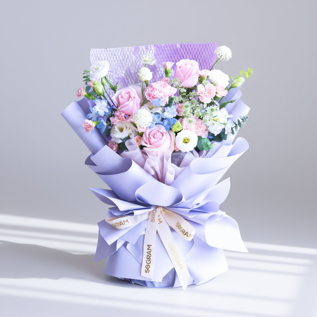 Mauve Dusk Pink Roses Hand Bouquet image 0