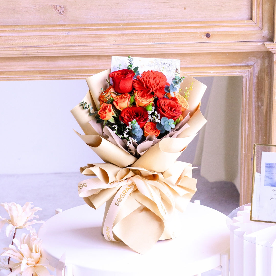 Scarlet Spice Red Rose Hand Bouquet image 4