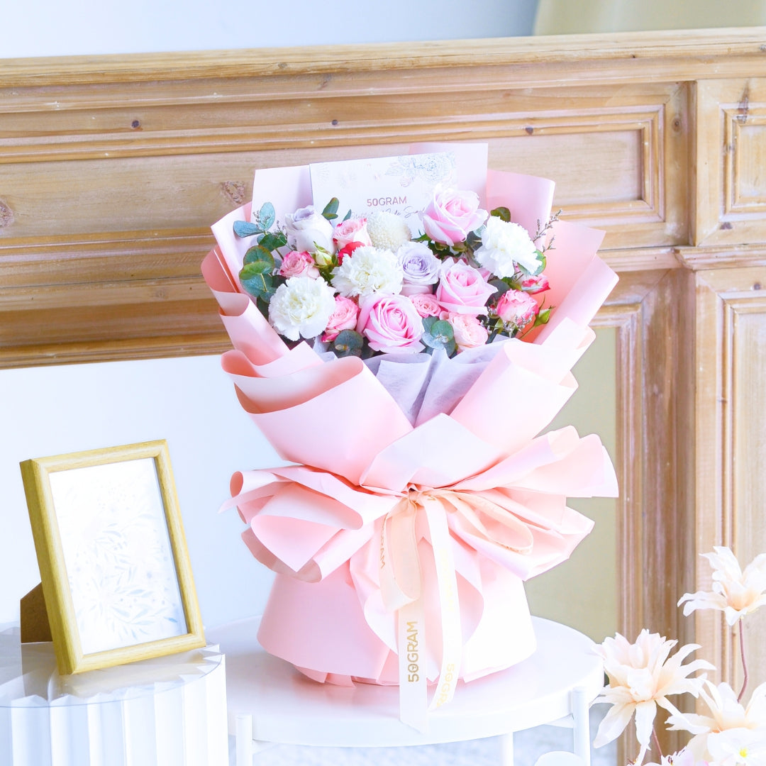 Starry Love Pink Roses Hand Bouquet image 6