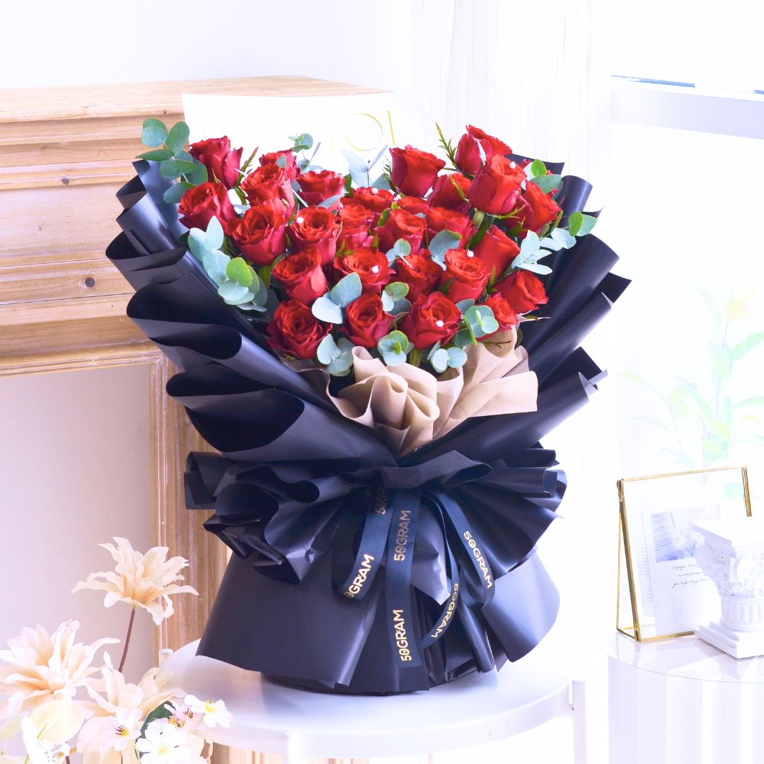 Ebony Love Red Roses Hand Bouquet image 5