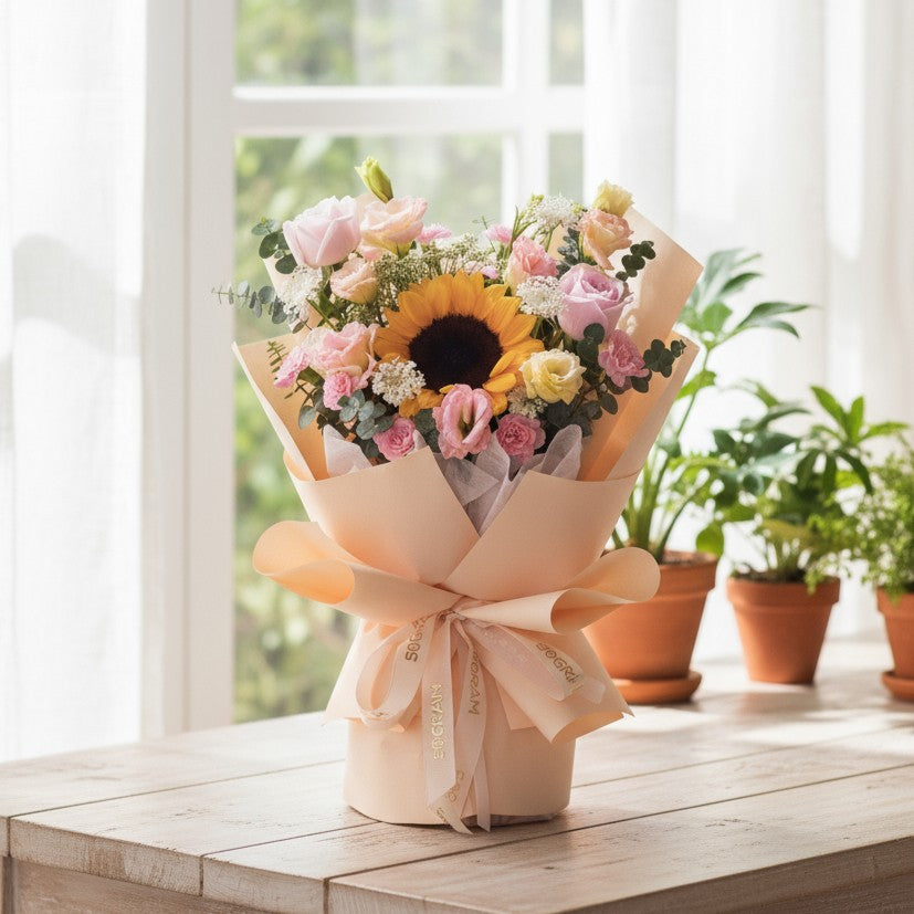 Morning Blush Sunflower Hand Bouquet image 1