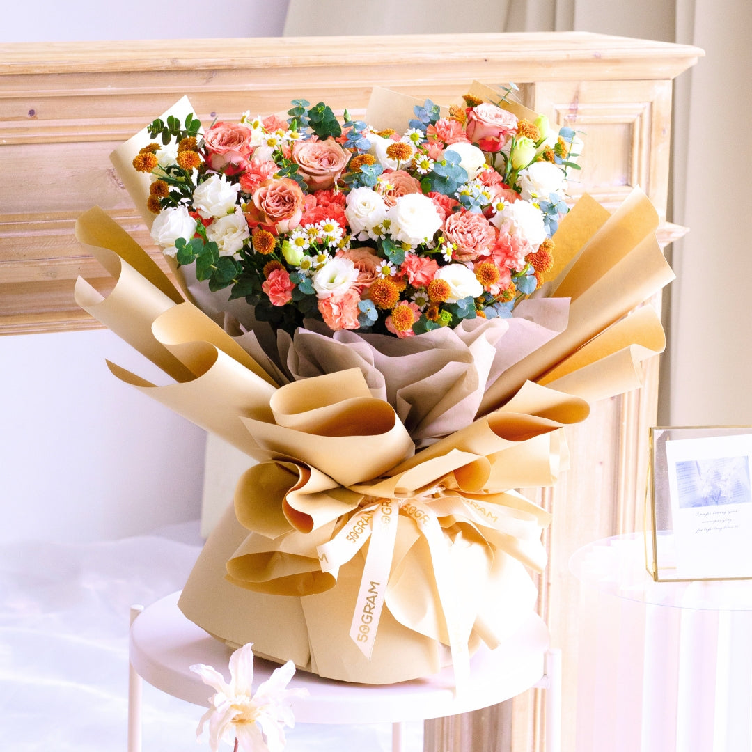 Sunrise Charm Cappuccino Rose Hand Bouquet image 9
