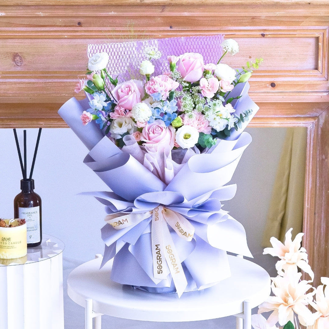 Mauve Dusk Pink Roses Hand Bouquet image 2