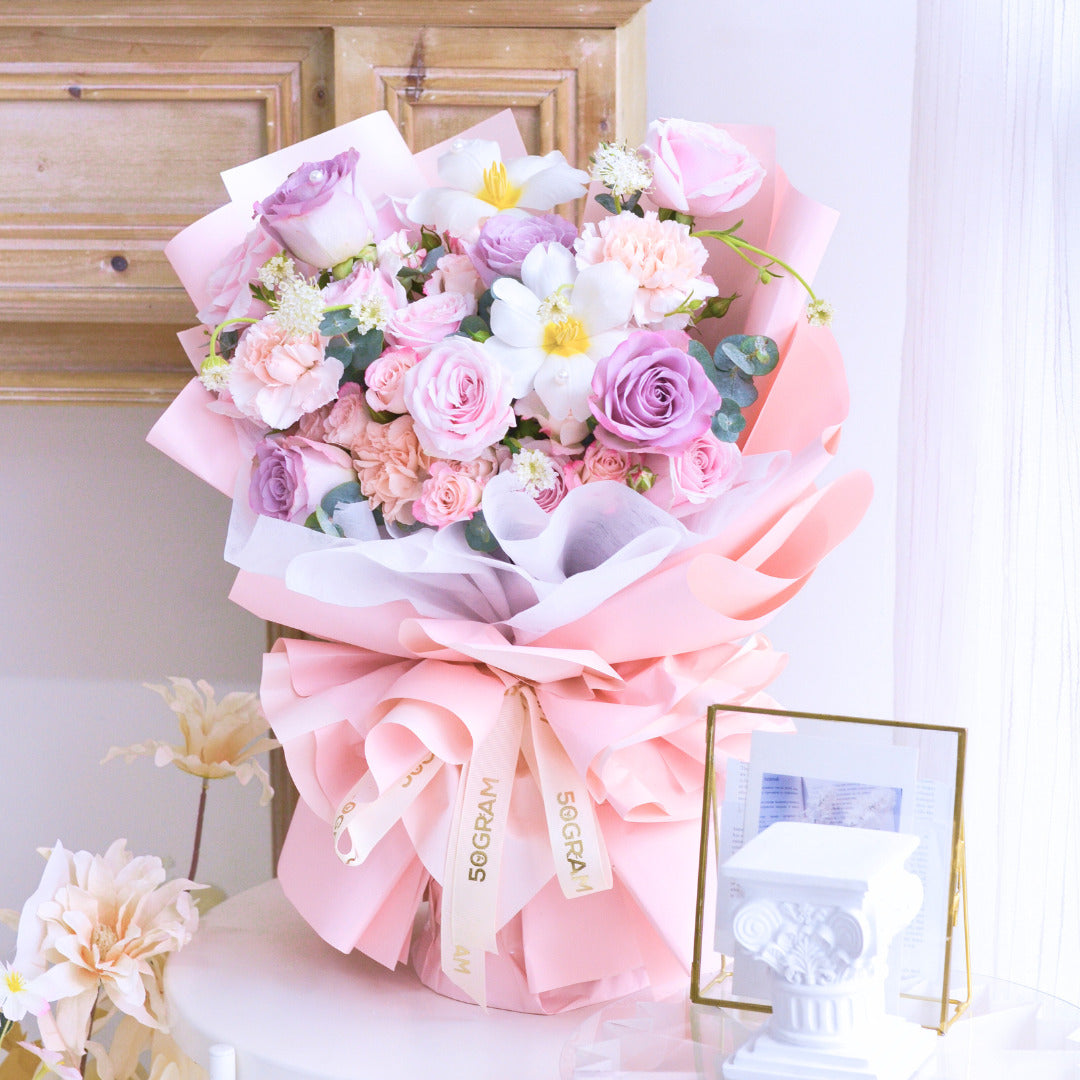 Violet Charm Posy Pink Purple Roses Hand Bouquet image 5
