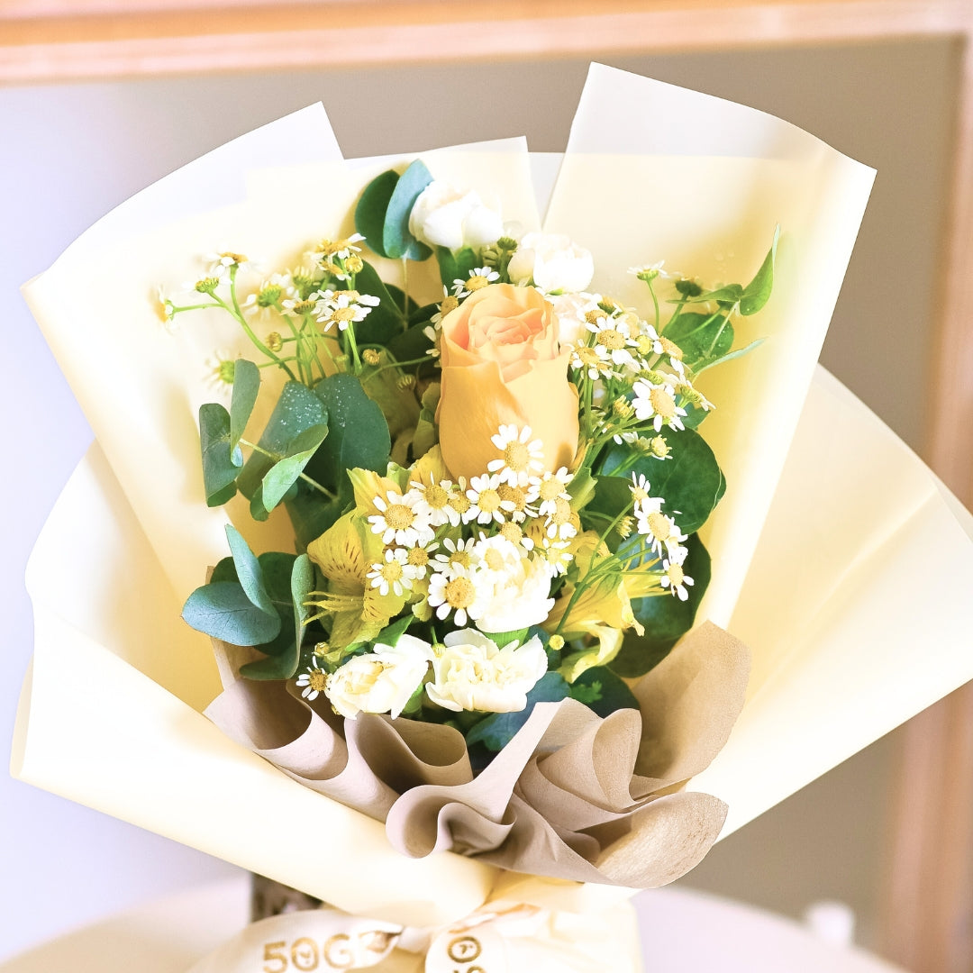 Honey Hug Yellow Rose Hand Bouquet image 6