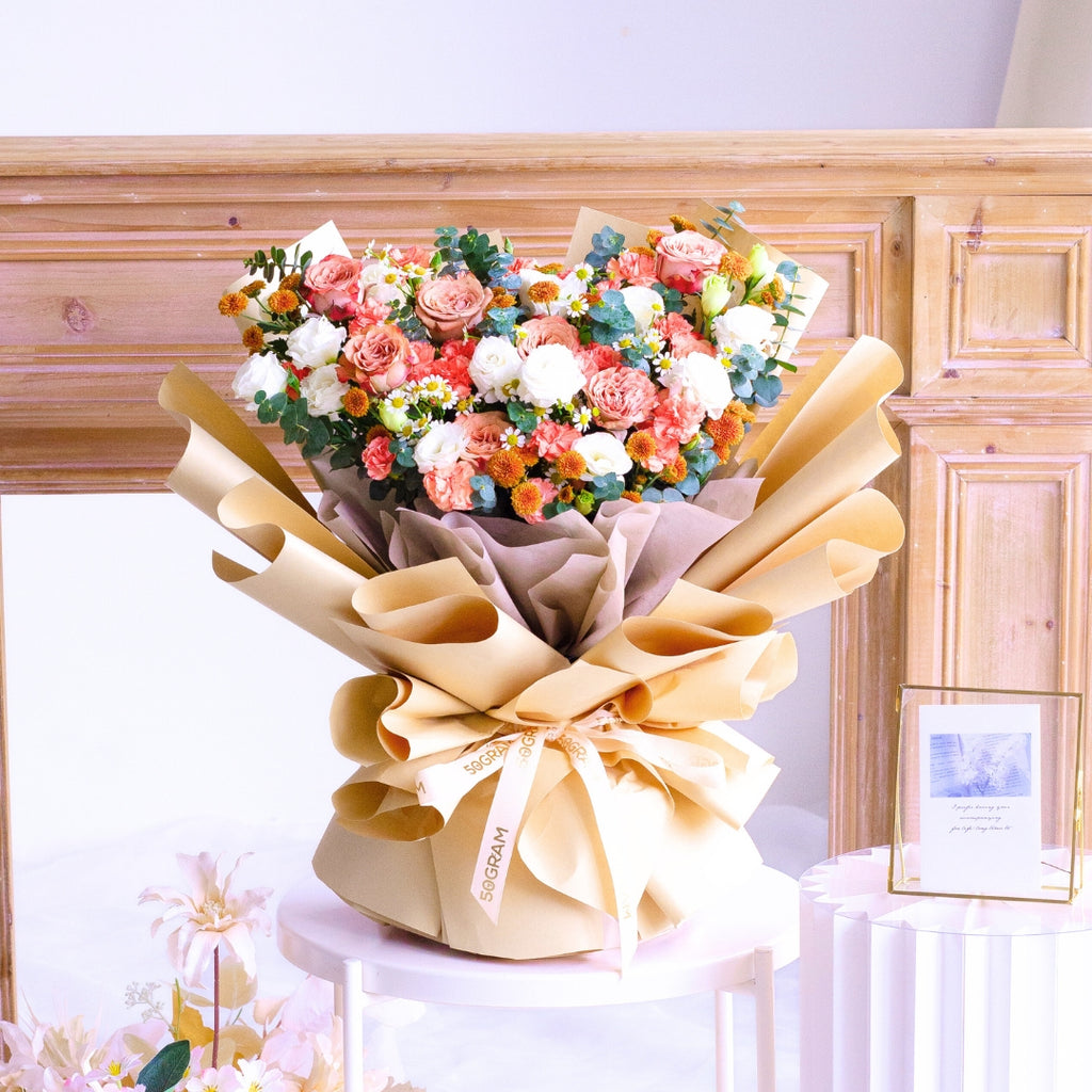 Sunrise Charm Cappuccino Rose Hand Bouquet image 11