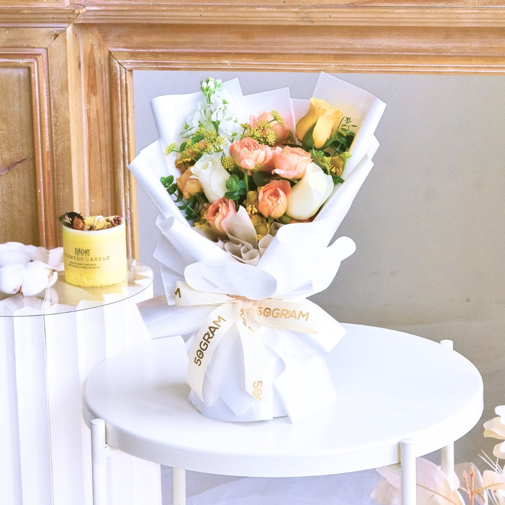 Bright Hue Yellow Roses Hand Bouquet image 8