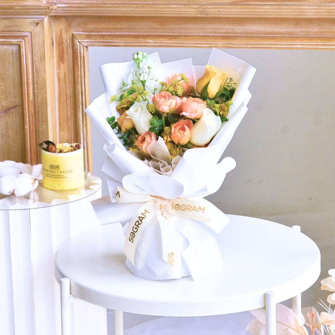 Bright Hue Yellow Roses Hand Bouquet image 8