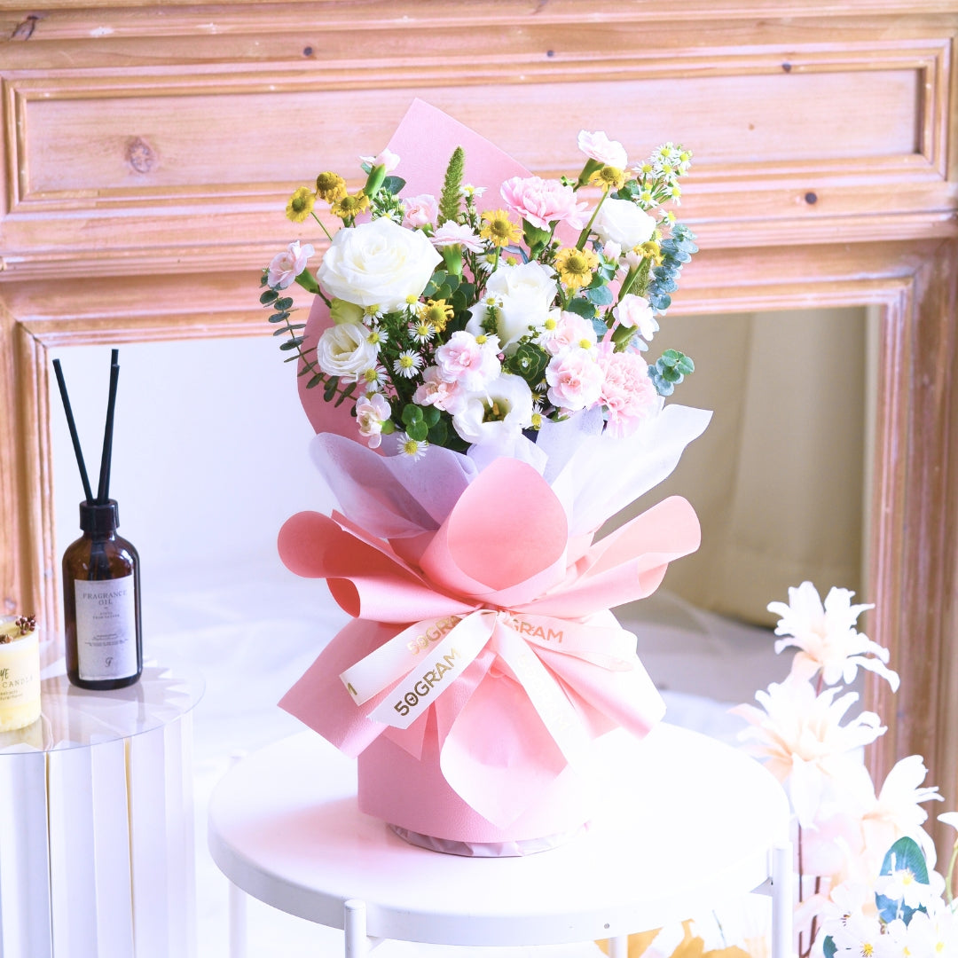 Spring Gleam White Roses Hand Bouquet image 4