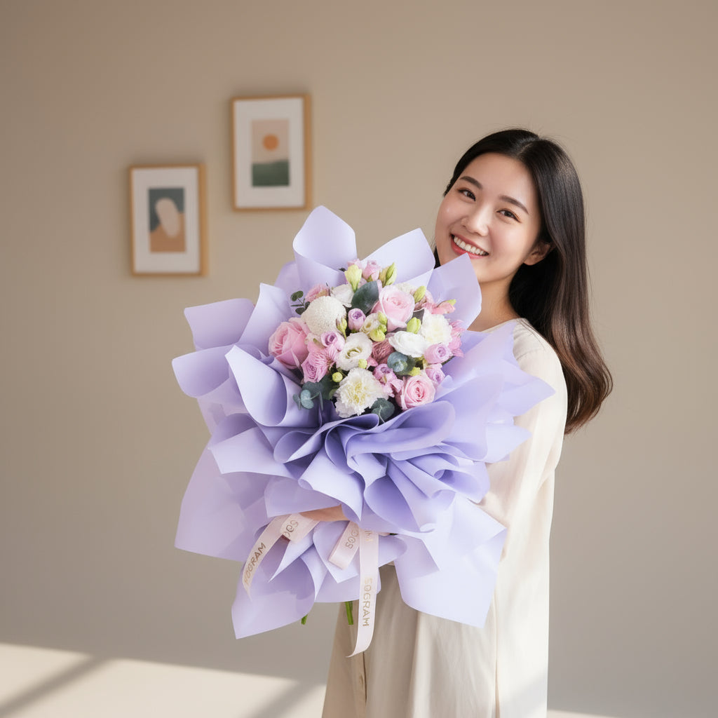 Purple Whirl Round Shape Hand Bouquet image 1